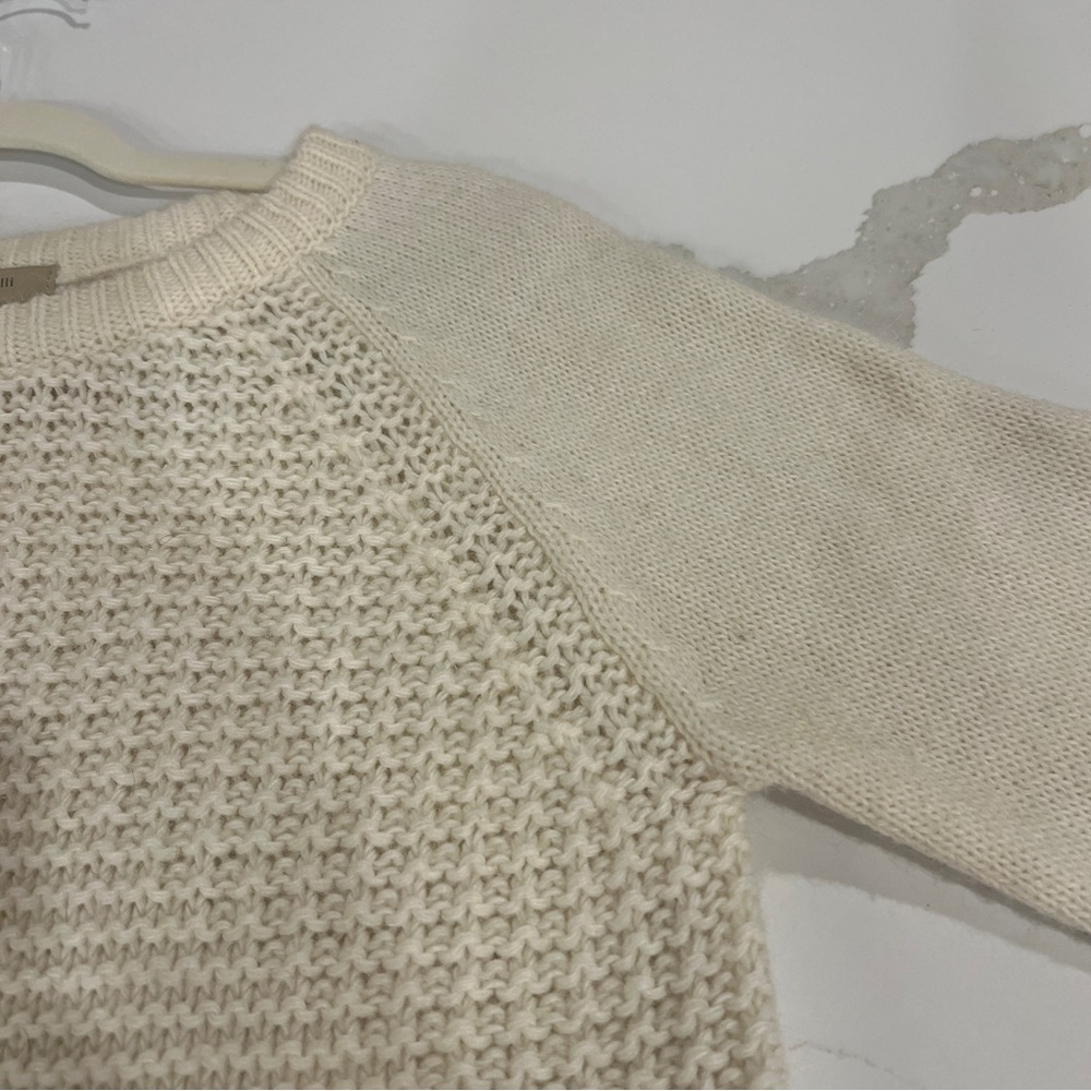 Silvia Novelli Alpaca Wool Blend Knit Sweater Ivory Large Italy Fisherman - Picture 6 of 11